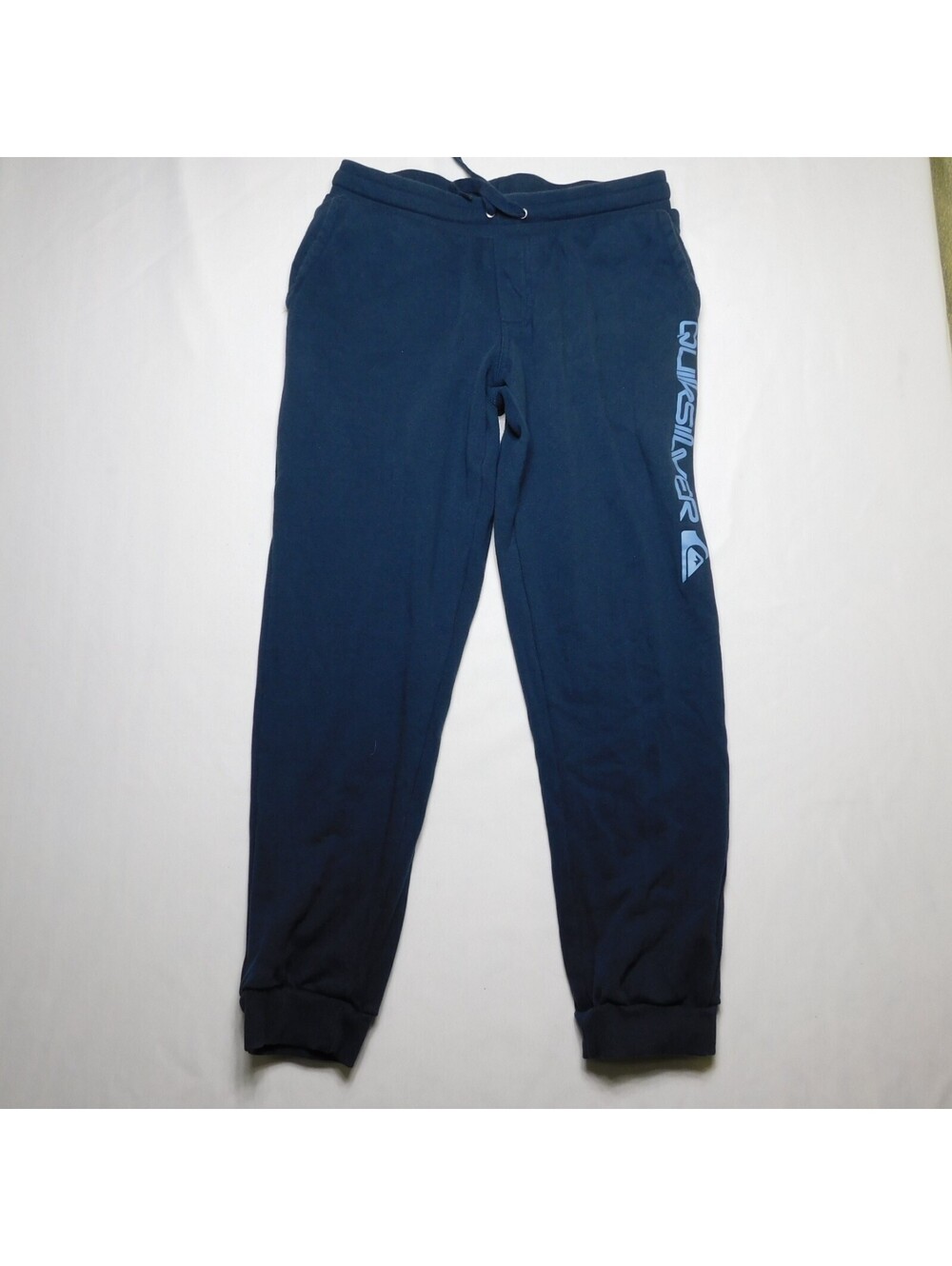 Quiksilver Sweatpants Mens Medium M Navy Blue Joggers Big Logo Fleece Graphic